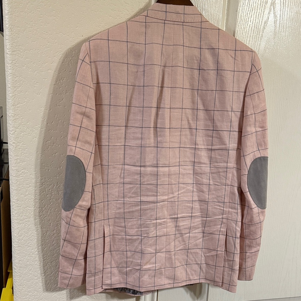 TALLIA Pink Plaid Blazer with Gray Accents Men’s Size 38R - Picture 6 of 8